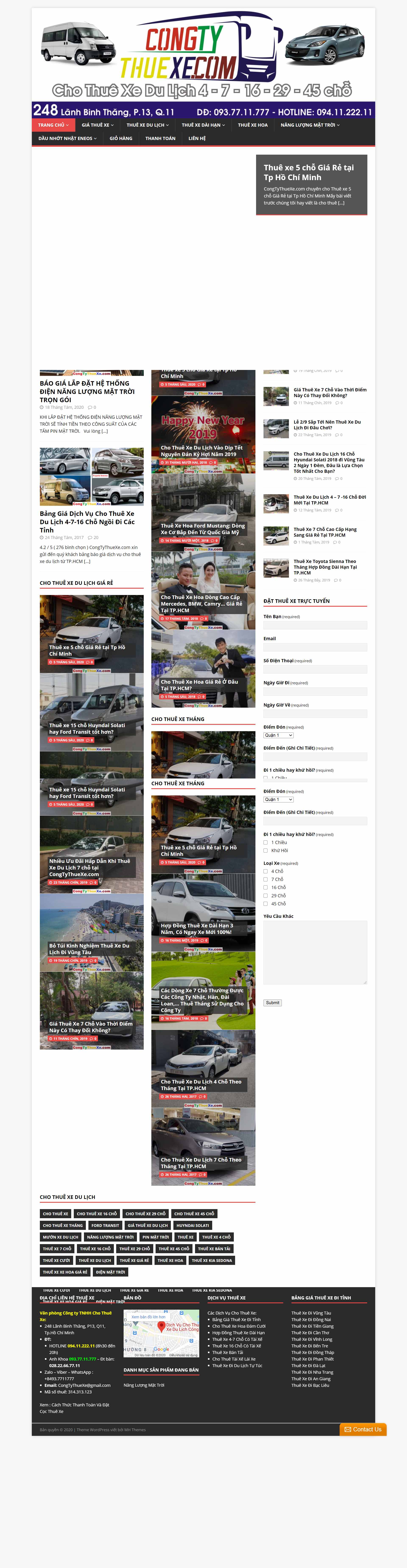 Thiết kế Web cho thuê xe congtythuexe.com